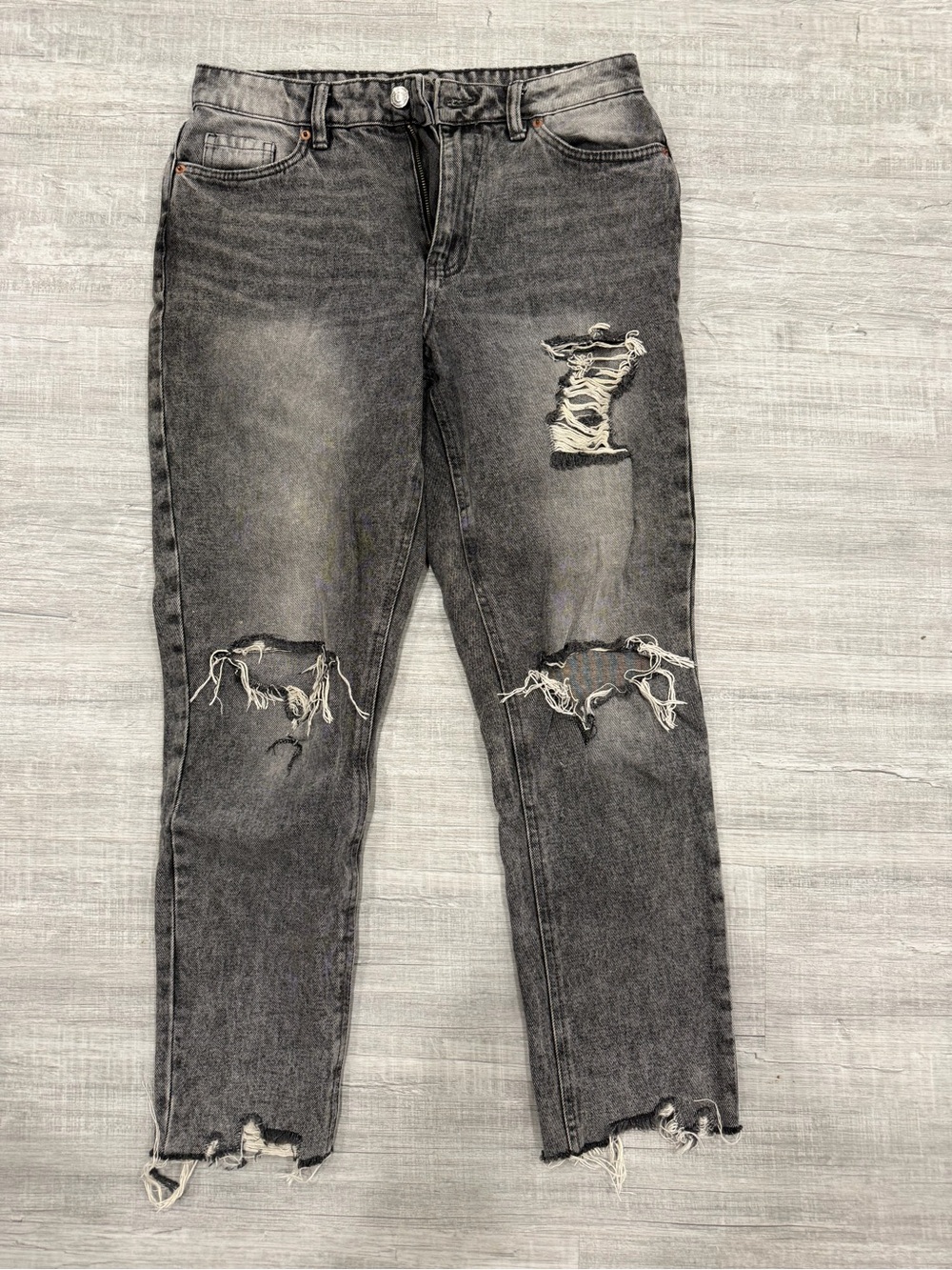 Women’s High-Rise Distressed Grey Jeans